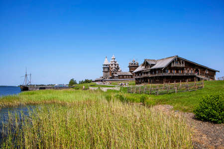Shore of Lake Onega with main attractions. Kizhi Island. Republic of Karelia. Russiaの写真素材