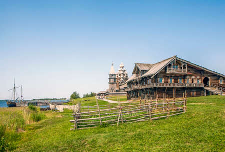 Shore of Lake Onega with main attractions. Kizhi Island. Republic of Karelia. Russiaの写真素材