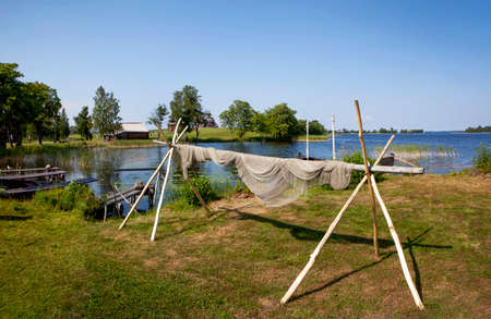 Network on the shores of Lake Onega. Kizhi Island. Republic of Karelia. Russiaの写真素材