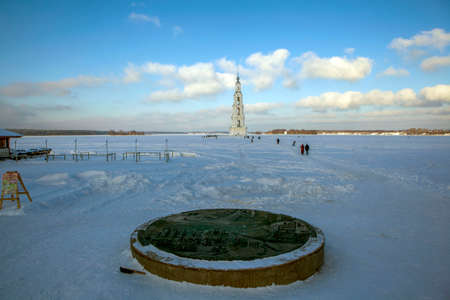Bronze model of the flooded, historical part of the city. Kalyazin. Tver region. Russiaのeditorial素材