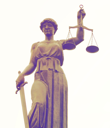 the statue of goddess of justice Themis close-upの写真素材