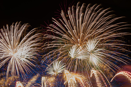 colorful fireworks in the night skyの写真素材
