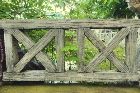 old wooden fence in the Parkの写真素材