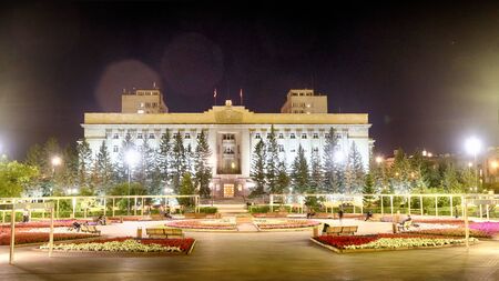 Krasnoyarsk, Russia-September 07 2018: city square at night timelapseのeditorial素材