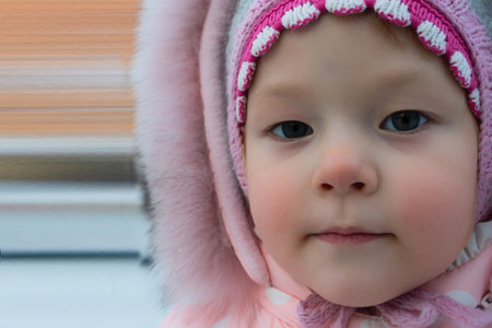 portrait of a little girl on a winter day