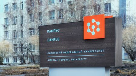 Krasnoyarsk, Russia-March 16, 2019: Siberian Federal University buildingのeditorial素材