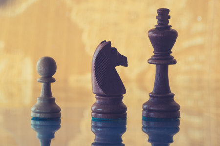 chess pieces on the table, closeup.