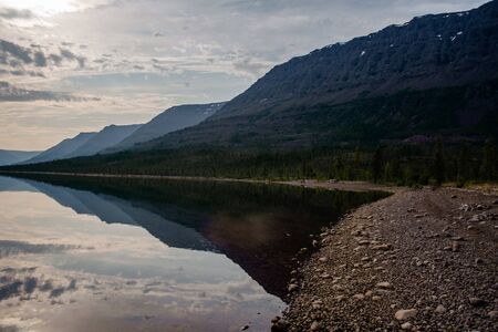 Travel to the Putorana plateau in the Krasnoyarsk territory in Siberia in Russia in the summerの写真素材