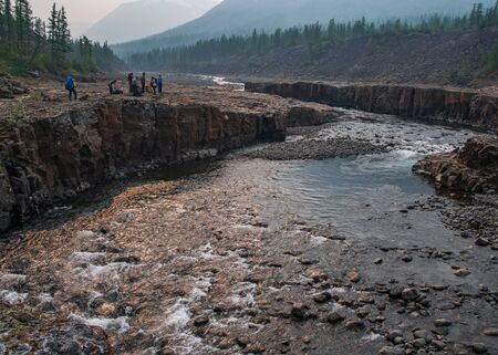 Travel to the Putorana plateau in the Krasnoyarsk territory in Siberia in Russia in the summerの写真素材