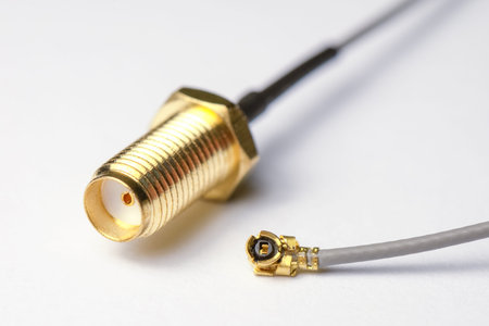 High-frequency ipx to sma female cable connector with gold plated pins.