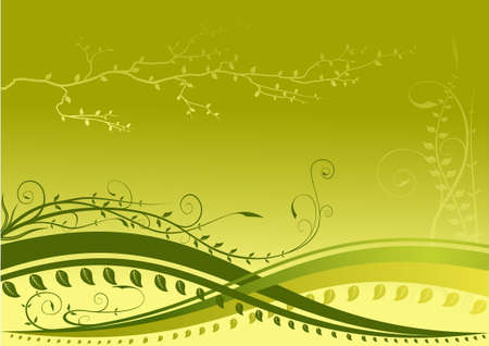 Green spring background with branch and plantsのイラスト素材