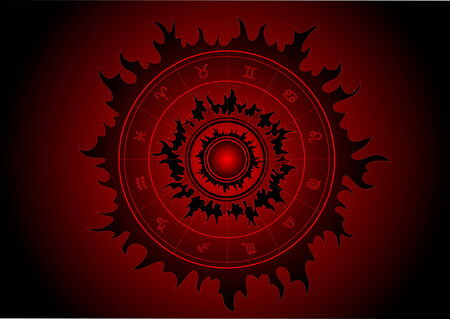 Black star with zodiac signs in itのイラスト素材