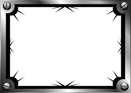 Steel frame with thorns and screws isolated on whiteのイラスト素材
