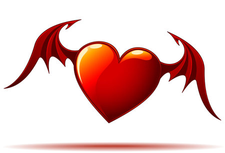 Red Heart with Wings - isolated on whiteのイラスト素材