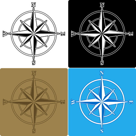 Set of isolated compass rosesのイラスト素材