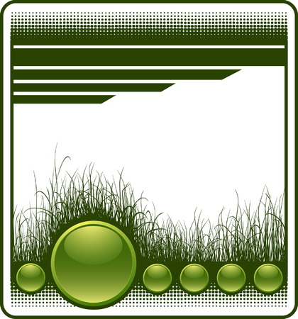 Web background with grass and glossy buttons のイラスト素材