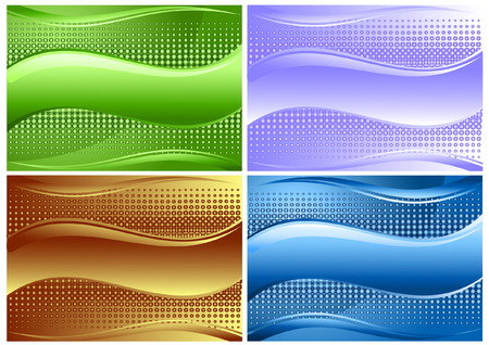 Set of four beautiful backgrounds with wave and copy spaseのイラスト素材