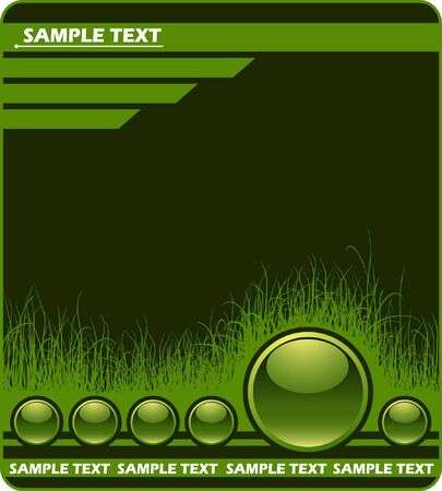 Web background with grass and glossy buttons のイラスト素材