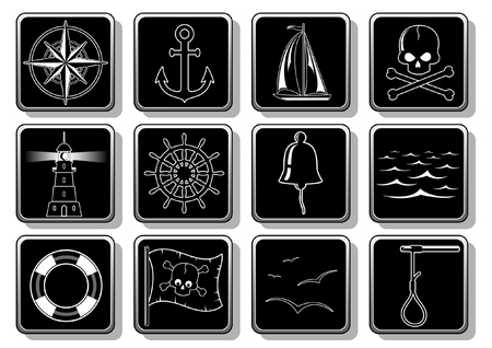 Set of nautical symbols のイラスト素材