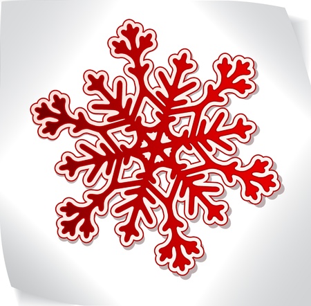 Red paper snowflacke over blank paper stickerのイラスト素材