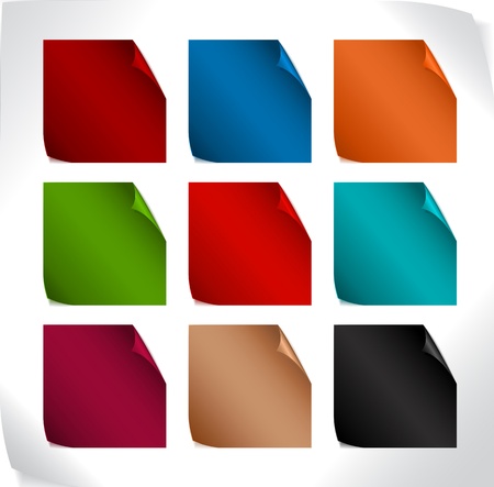 Set of blank color paper stickers with rounded corners (vector)のイラスト素材