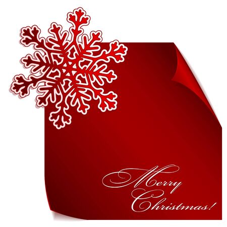 Red paper snowflake over red paper sticker のイラスト素材