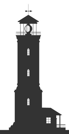 Lighthouse. Silhouette of large lighthouse isolated on white background. Vector illustration.のイラスト素材