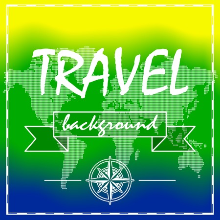Summer Travel Background with world map and compass rose. Vector illustration.のイラスト素材