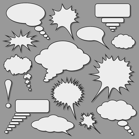Speech bubbles set over grey background. Vector illustration.のイラスト素材