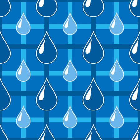 Blue seamless pattern with water drops. Vector.のイラスト素材
