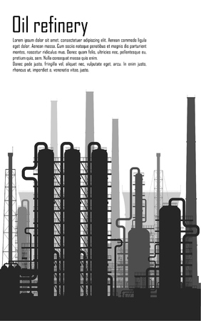 Oil and gas refinery or chemical plant isolated on white background. Vector illustration.のイラスト素材