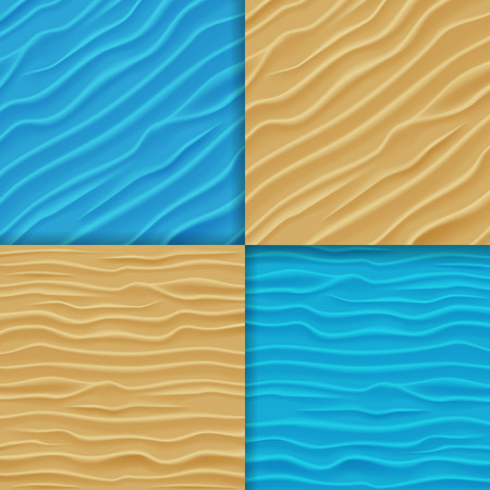 Set of Abstract Water and Sand Waves Backgrounds. Blue Waves and Sand Texture.のイラスト素材
