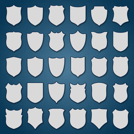 Set of blank shields on blueのイラスト素材