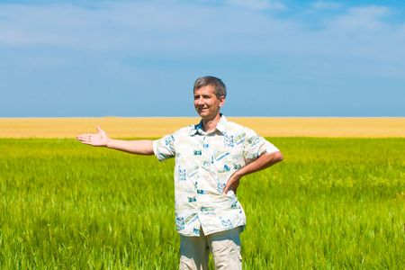 man in the fieldの写真素材