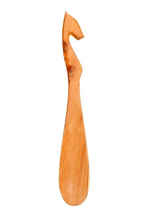 Wooden shoehorn isolated on the white backgroundの写真素材