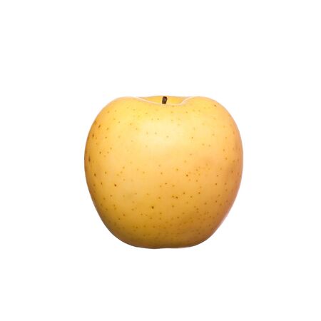 One yellow apple on the white backgroundの写真素材