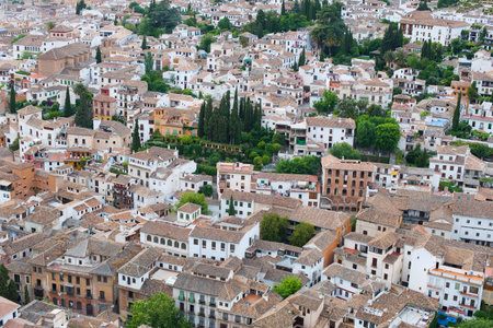 View over the rooftops of the city of Granada, Spainの写真素材