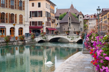 Wonderful view of Annecy and Palais de l'Isle in september. GPS information is in the fileの写真素材