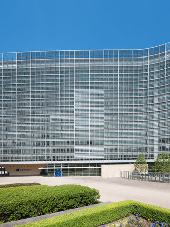 Brussels, Belgium - May 20, 2012: The Berlaymont building in Brussels. The Berlaymont is an office...