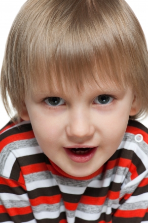 An extreme closeup portrait of a cute boyの写真素材