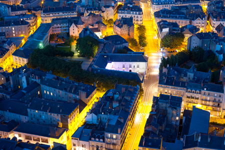 Cityscape of Nantes at a summer nightの写真素材