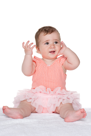 A portrait of a cute baby girlの写真素材