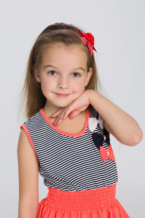A closeup portrait of a pretty little girlの写真素材
