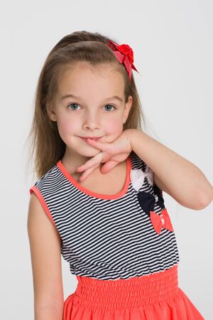 A closeup portrait of a lovely little girlの写真素材