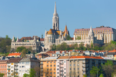View of Fisherman's Bastion in Budapest in a spring morningの写真素材