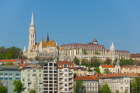View of Fisherman's Bastion in Budapest in the morningの写真素材