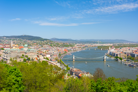 Cityscape of Budapest at a sunny spring dayの写真素材