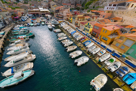 View on Le vallon des Auffes in Marseille in a summer dayの写真素材