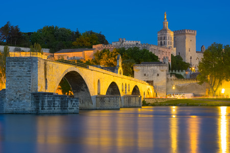 View of Avignon in a summer nightの写真素材