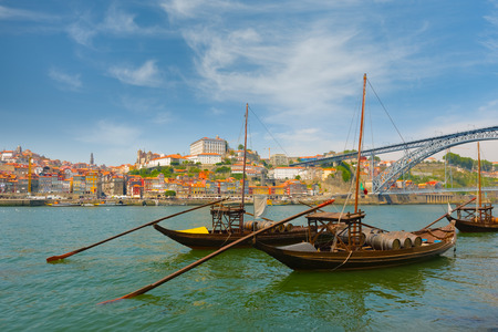 View of Porto and boats at a summer dayの写真素材